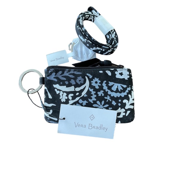 Vera Bradley Accessories - New Preppy Vera Bradley  Zip Closure Black & White  ID Case Key Chain